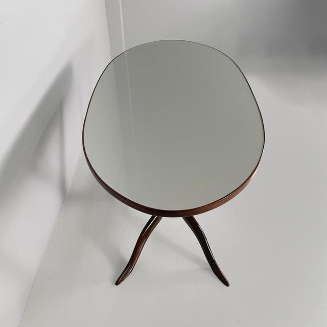Mid-Century Modern Italian Oval Wooden and Glass Table, 1950s For Sale - Image 4 of 18