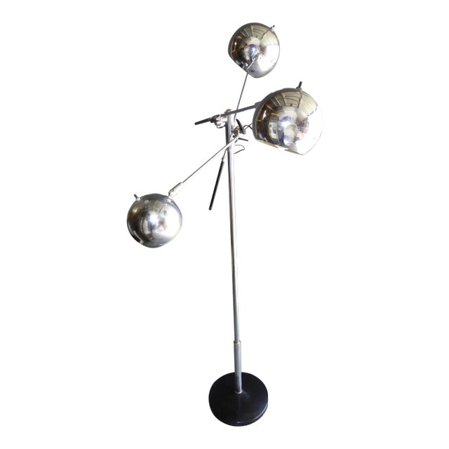 Vintage Chrome Three Arm Orbiter Floor Lamp For Sale