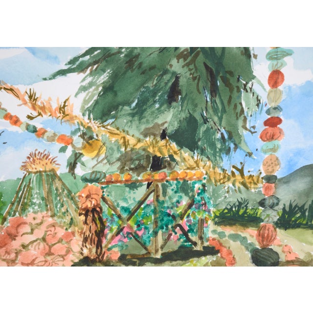 Farm in Autumn with Pumpkins in Watercolor on Heavy Paper Colorful landscape of a farm in autumn with pumpkins by Les...