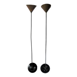 Vintage Rustic Brass, Copper Wall Candle Sconces, India - a Pair Signed by Artist For Sale