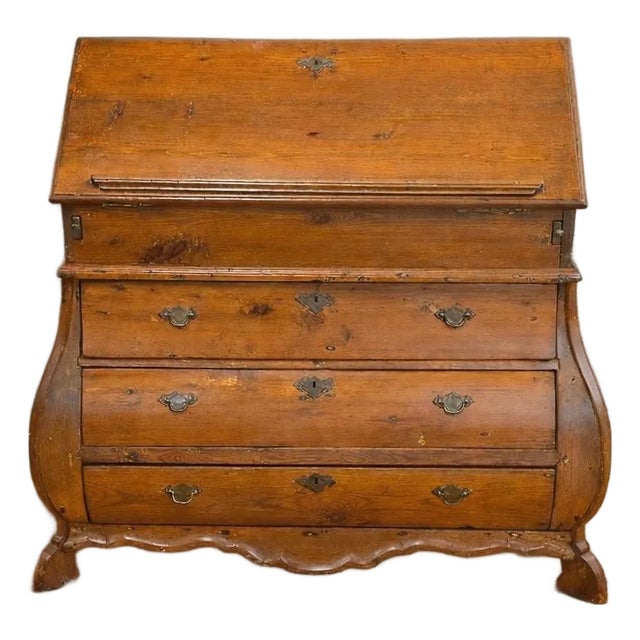 18th Century Dutch Bombe Slant Front Secretary Desk in Pine For Sale
