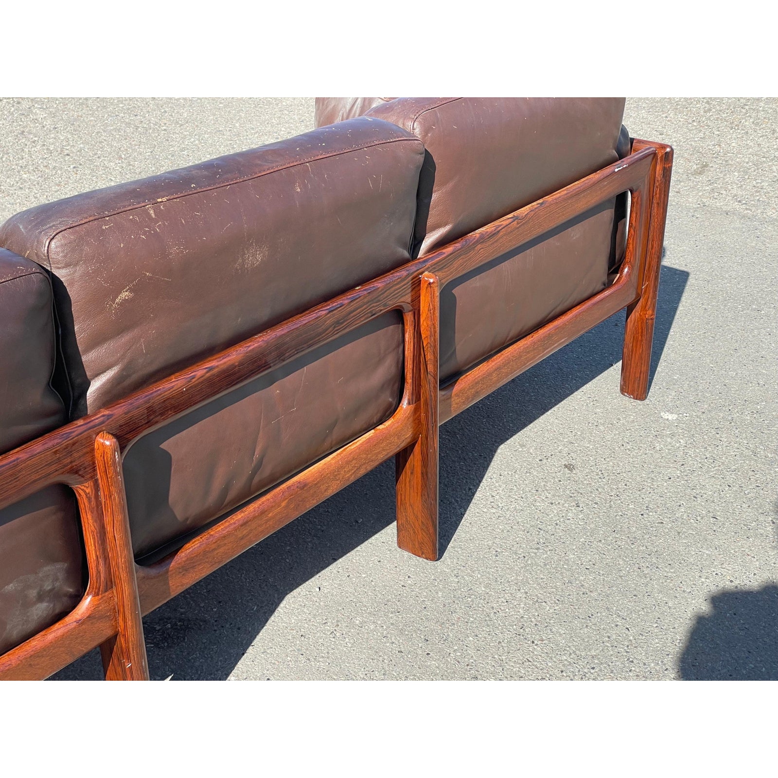 Mid-Century Modern Danish Living Room Set in Rosewood and Leather by Arne Wahl Iversen, 1970s, Set of 3