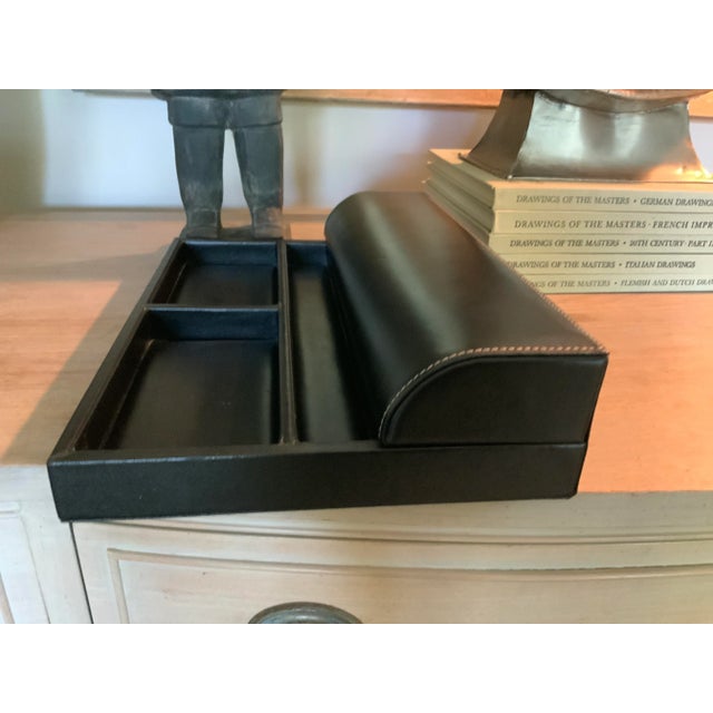 1980s Levenger Black Leather Desk Organizer For Sale In Chicago - Image 6 of 11