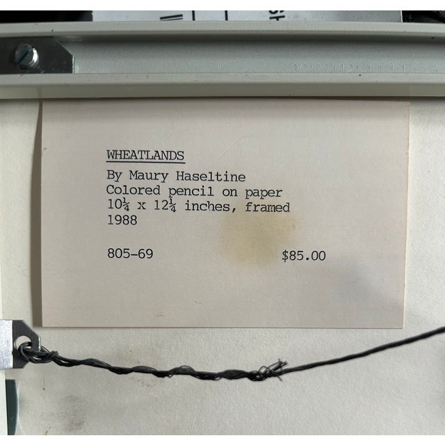 1980s One-of-a-Kind Maury Hazeltine Original Signed Drawing "Wheatlands" (1988) – Double-Signed Provenance For Sale - Image 5 of 5