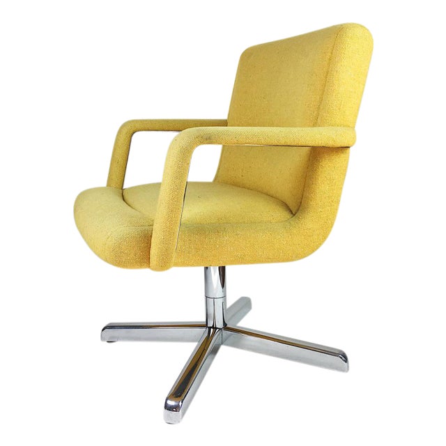 Vintage Chrome and Yellow Tweed Office Chair Chairish