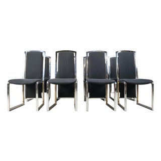 Vintage Brass and Chrome Dining Chairs, 1970s, Set of 8 For Sale