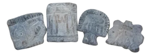 4 Pre-Columbian Aztec Mayan Stone Pottery Stamps Seals