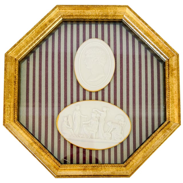 Framed Neoclassical Plaster Intaglio Medallions in Giltwood Shadow Box Frame For Sale - Image 9 of 9