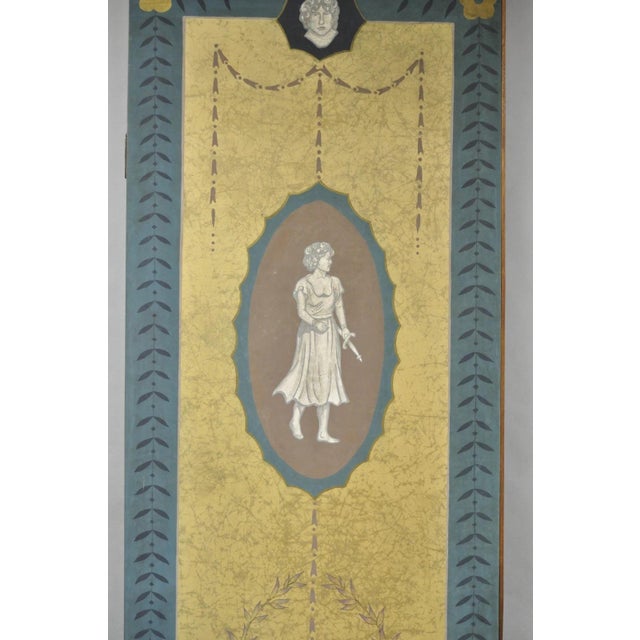 Late 20th Century Neoclassical Robert Adam Style 96" Large 4 Panel Folding Screen Room Divider For Sale In Philadelphia - Image 6 of 18