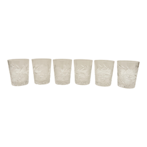 Brilliant Period Style Cut Glass Daisy Pattern Rocks Glasses Set of 4