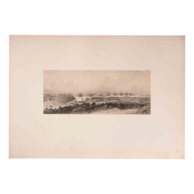 Auguste Raffet, Vue du Port de Sébastopol, Lithograph, 1841 For Sale