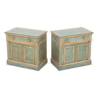 French Provincial Style Painted Cabinets, Pair For Sale