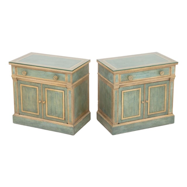 French Provincial Style Painted Cabinets, Pair For Sale