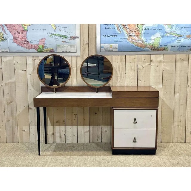 1970s Dressing Table With 2 Round Mirrors For Sale - Image 13 of 13