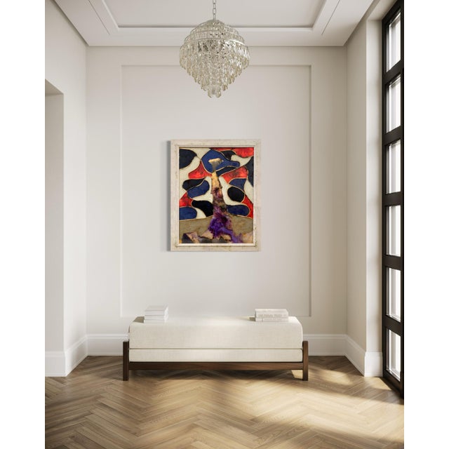 Gold Andrea Stella "Party of Colors" Gold Leaf Oil Mixed Media Painting, Figurative, Italian Contemporary Art, 2010 For Sale - Image 8 of 10