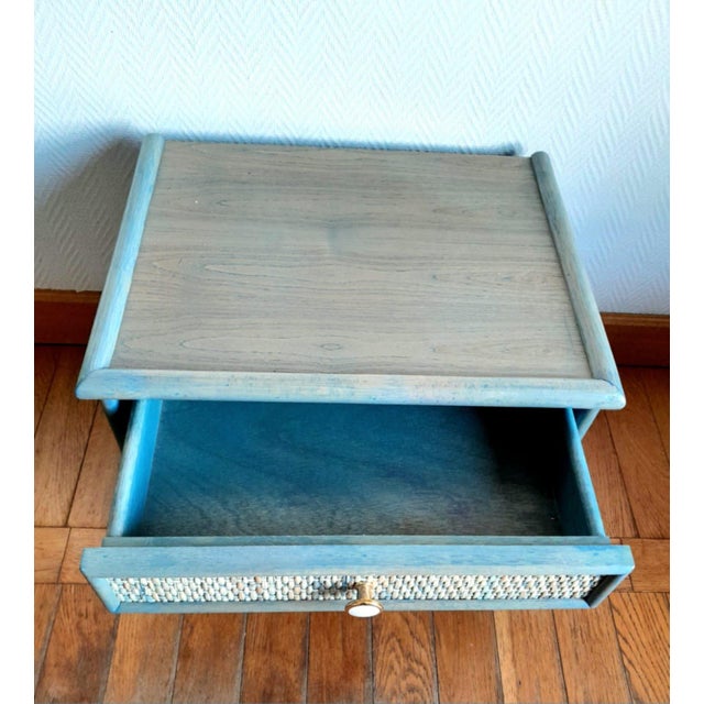 Vintage Rattan Bedside Tables in the the style of Maugrion, 1980s, Set of 2 For Sale - Image 9 of 11