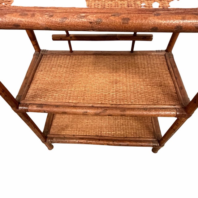 Vintage Petite Pagoda Rattan and Seagrass Bookcase Etagere For Sale - Image 9 of 10