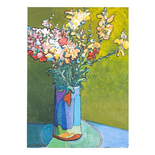 Floral Still Life, 1989, Oil on Wood For Sale