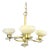 Scandinavian Art Deco Brass Four-Light Chandelier W/ Opaline Glass Shades For Sale