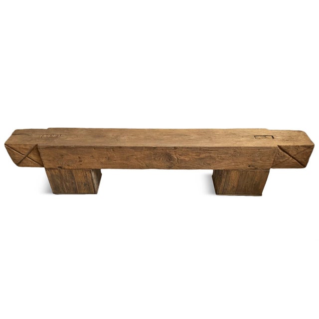 Large reclaimed teak architectural beam tuned into an amazing one-of-a-kind bench. The substantial beam retains its...