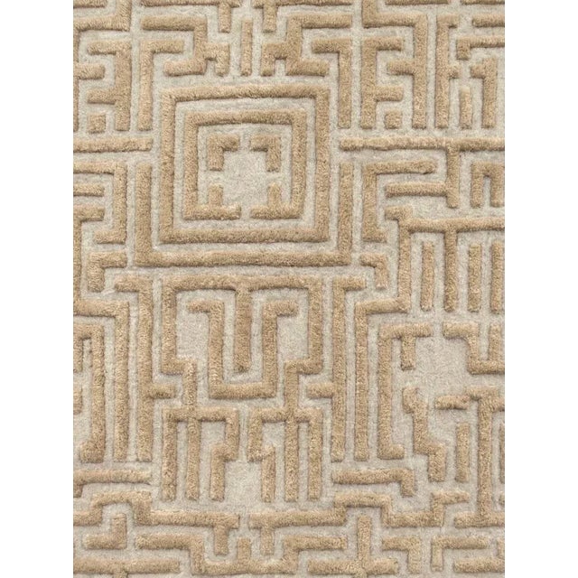 Theseus Hand-Tufted Maze Rug, Wheat Tan, 9x12 For Sale - Image 4 of 5