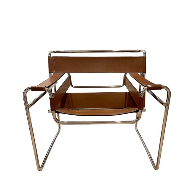 A pair of vintage Wassily Club Chairs by Marcel Breuer designed in 1925 - 26 for Knoll also known as the Model B3 chair....