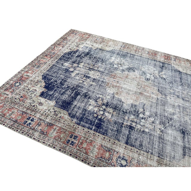 Turkish Handmade Blue Rug, 1970s For Sale - Image 4 of 9