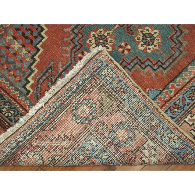 Antique Zabihi Collection Tribal Serapi Heriz Runner - 3'5" x 15'4" For Sale - Image 4 of 11