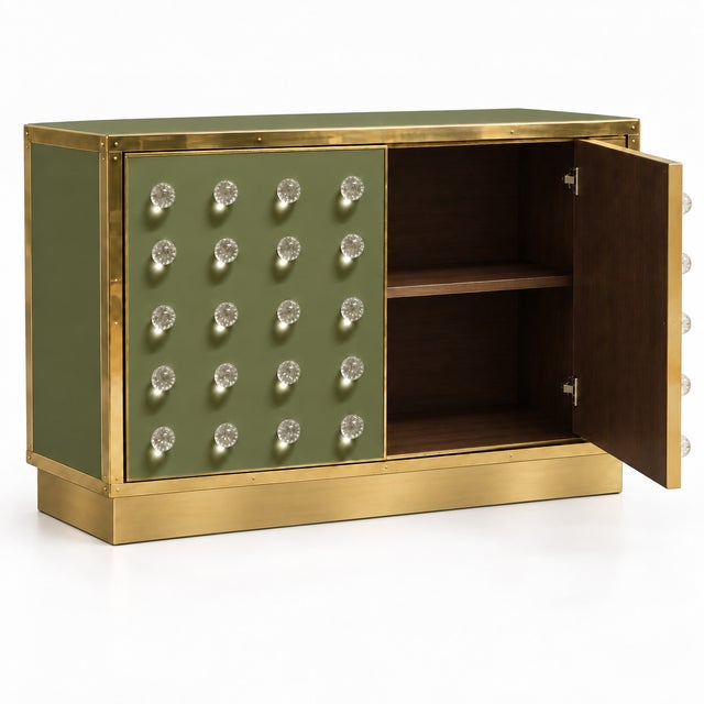 Olive-green murano glass brings a natural, contemporary tone to this italian made-to-order dry bar. Forty clear glass...