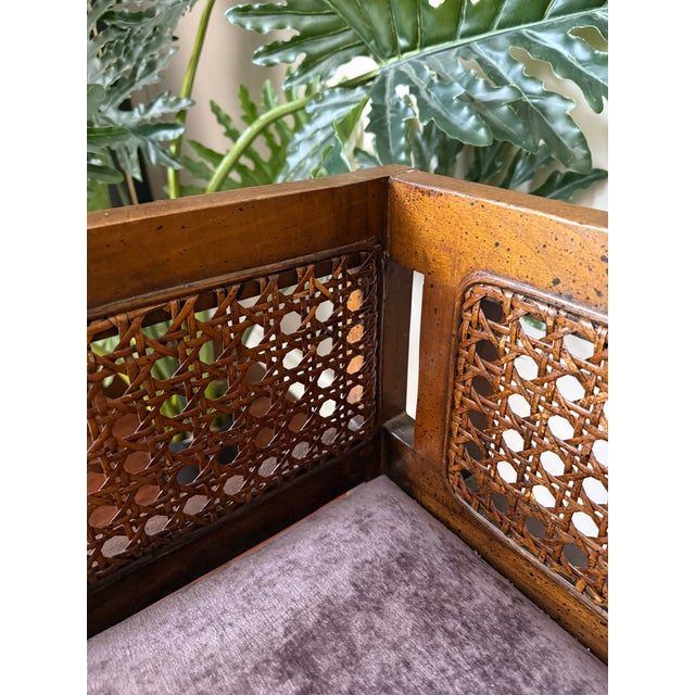 1950s Vintage Mid-Century Modern Cane Back Bench For Sale - Image 11 of 12