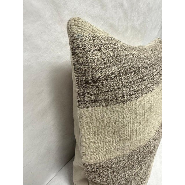 Turkish Hemp Pillow Cushion Natural Beige Brown Gray Pillow Cushion Cover 16" x 24" For Sale - Image 4 of 4
