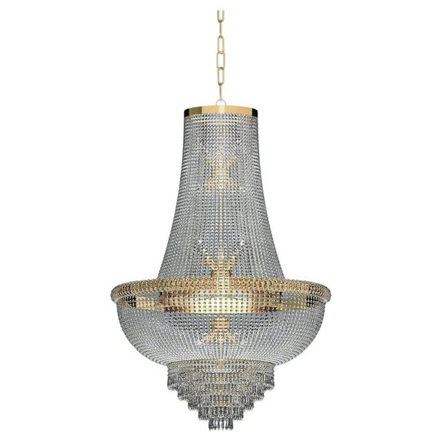 Empire 18 Lights Chandelier in Gold Plate and Full Cut Crystal by Aggiolight For Sale - Image 6 of 6