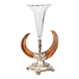 Victorian Natural Stag Horn & Silverplate Vase