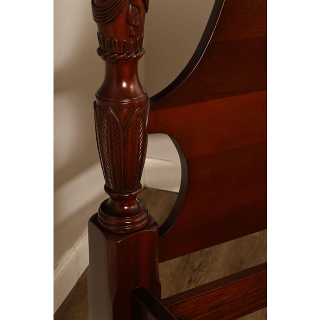 Lexington Queen Size Solid Mahogany Rice Carved Poster Bed For Sale - Image 9 of 18