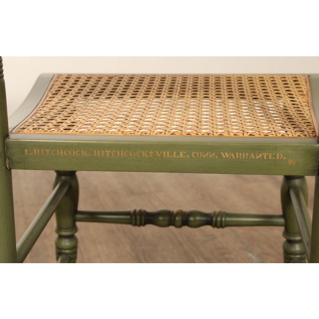 Hitchcock Green Painted George Washington Cane Seat Side Chair For Sale - Image 10 of 12