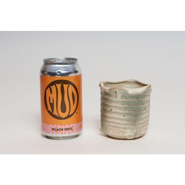 Small Vintage Green and Beige Speckled Stoneware Bud Vase by Deanna Nichols For Sale - Image 14 of 17