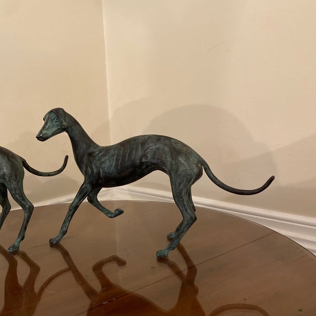 Standing Bronze Whippets Sculpture ~ a Pair For Sale - Image 10 of 10
