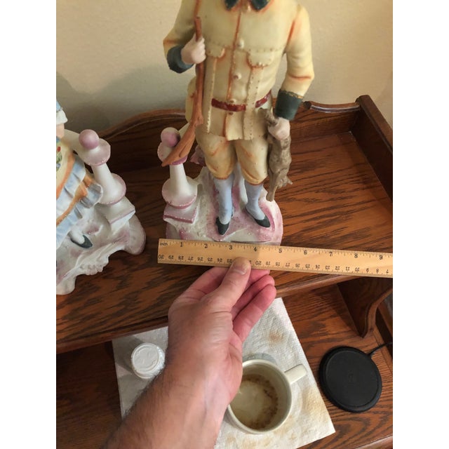 Antique Bisque Porcelain Figurine Pair - Victorian Hunter Boy & Lady For Sale - Image 11 of 11