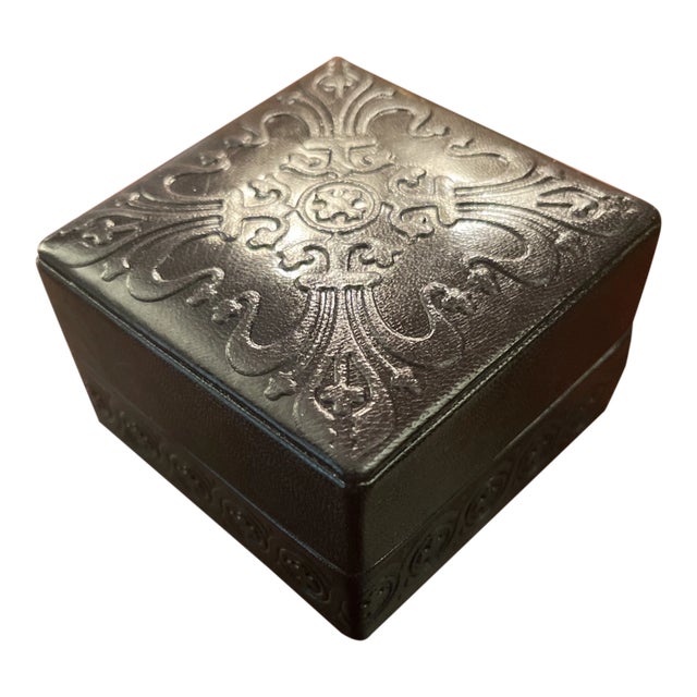 Italian Leather Square Box For Sale