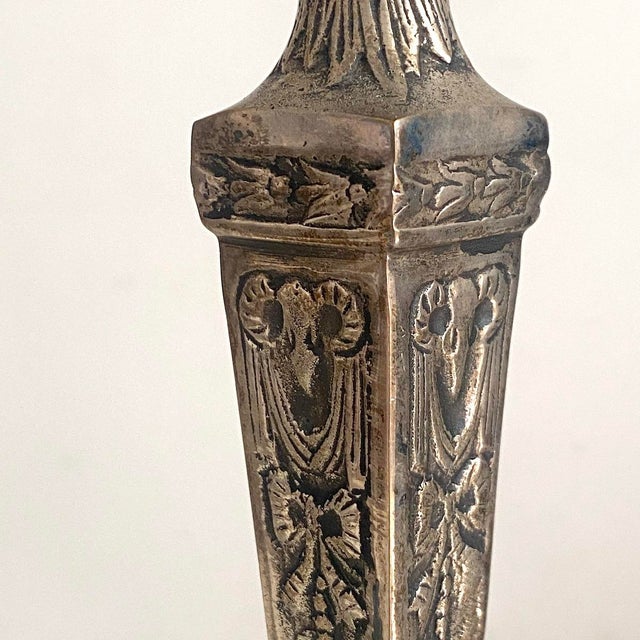 Silver Victorian Silver-Plated Metal Candlesticks, Set of 2 For Sale - Image 8 of 14
