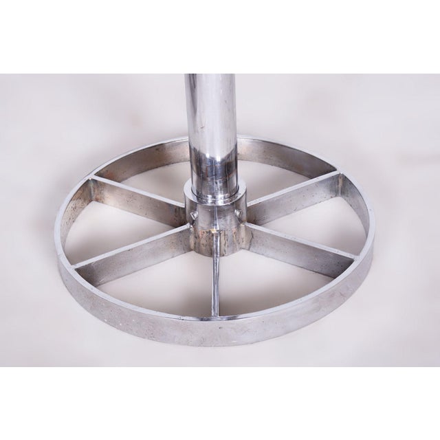 Czech Bauhaus Chrome-Plated Steel Stools with Brown Leather Seats, 1939, Set of 2 For Sale - Image 6 of 8