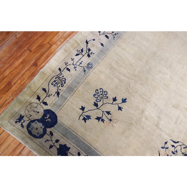 Early 20th Century Beige Gray Blue Chinese Peking Rug For Sale - Image 4 of 18