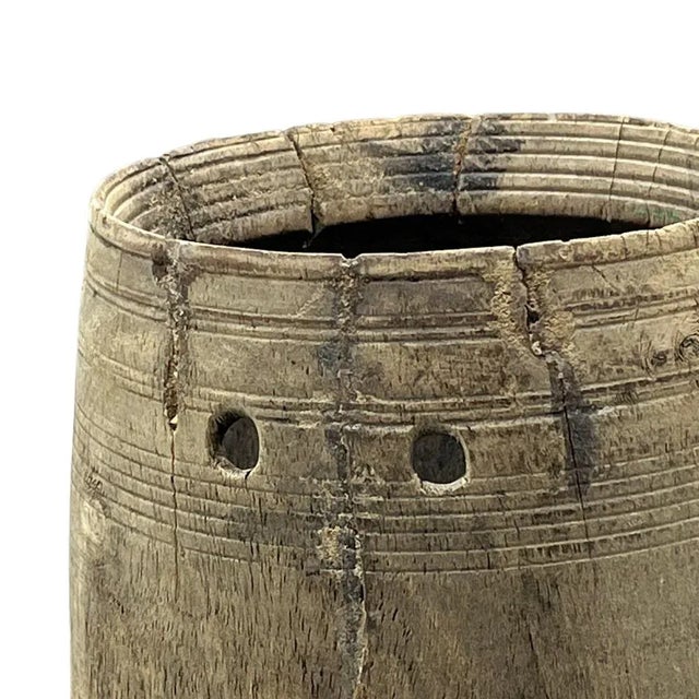 Vintage Indian Wood Vessel For Sale - Image 4 of 5