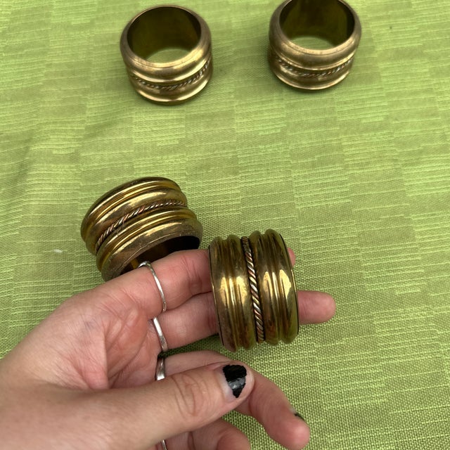 1970s Collection of Brass Napkin Rings- Set of 4 For Sale - Image 4 of 6