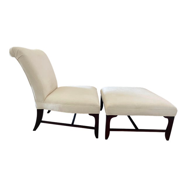 Vintage Barbara Barry Slipper Chair With Ottoman For Sale