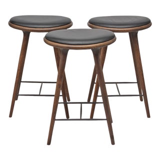 Set of 3 Mater Space High Leather Counter Stools For Sale