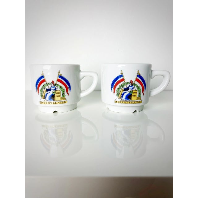 1980s Apilco Porcelain Bicentenaire De La Revolution France Espresso Cups Mugs- Set of 2 For Sale In Atlanta - Image 6 of 6