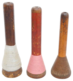 Rustic Wooden Spools of Thread, 1930s, Set of 3