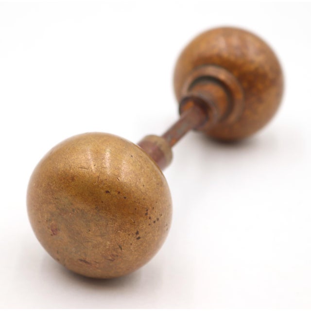 Mid 20th Century Pair of Vintage 2 In. Plain Round Brass Door Knobs For Sale - Image 5 of 9