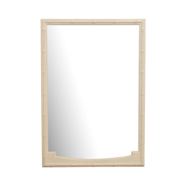 Hollywood Regency Vintage White Painted Faux Bamboo Wall Mirror For Sale - Image 13 of 13